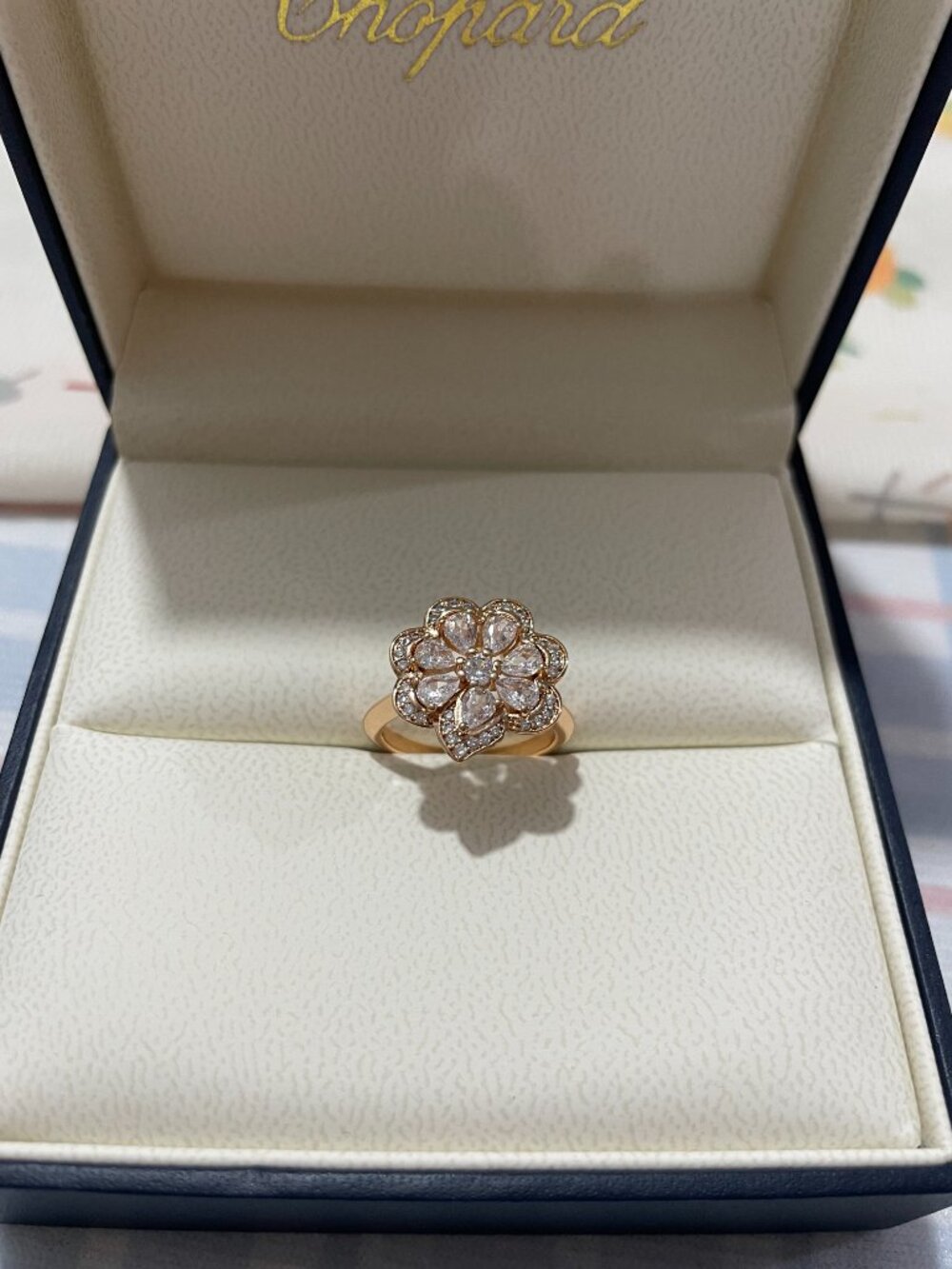 Chopard Rose Gold Diamond-Paved Flower Ring